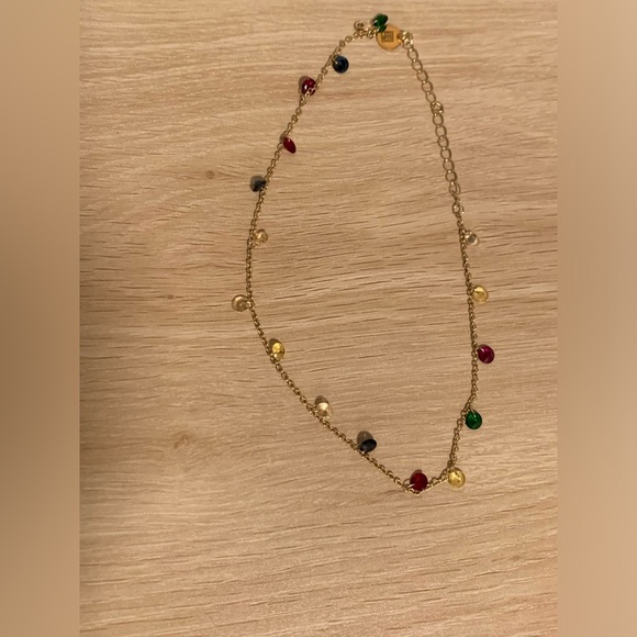 GOLD TONED RAINBOW CHOKER NECKLACE - Picture 2 of 2